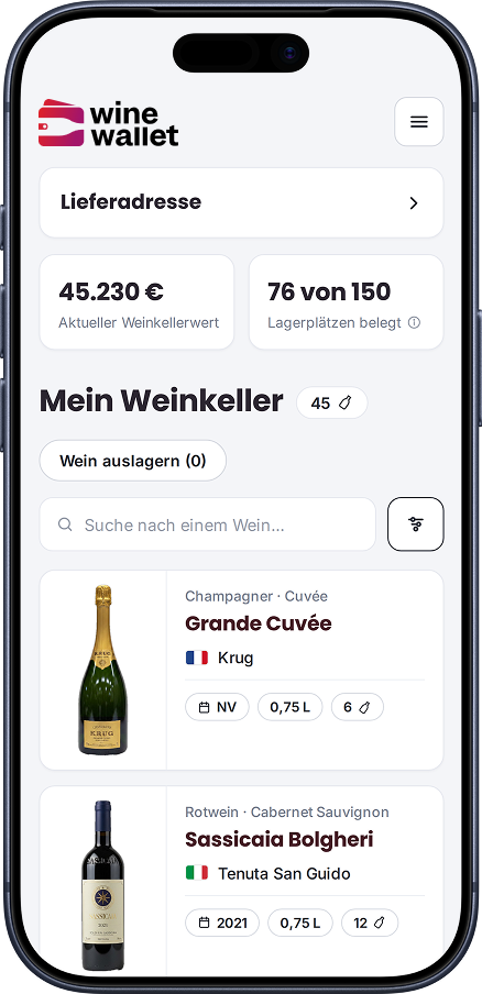 Wine Wallet App Mein Weinkeller