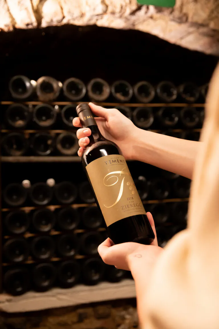Tement wine bottle in the wine cellar