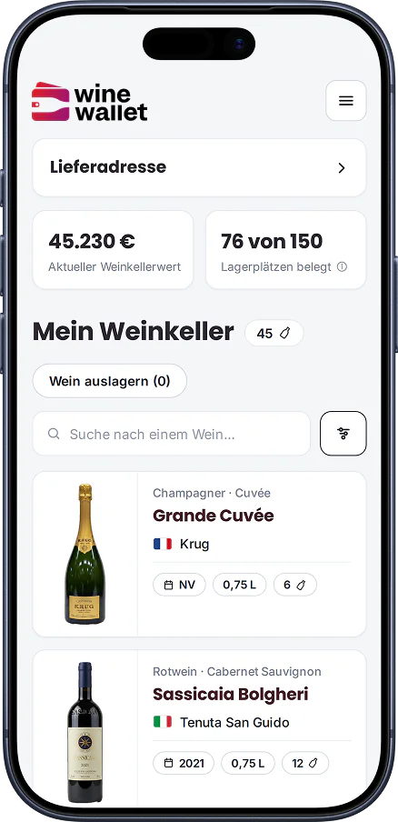 Wine Wallet App Mein Weinkeller